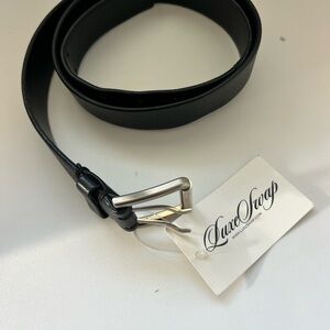 Salvatore Ferragamo Black Leather Belt with Silver Buckle